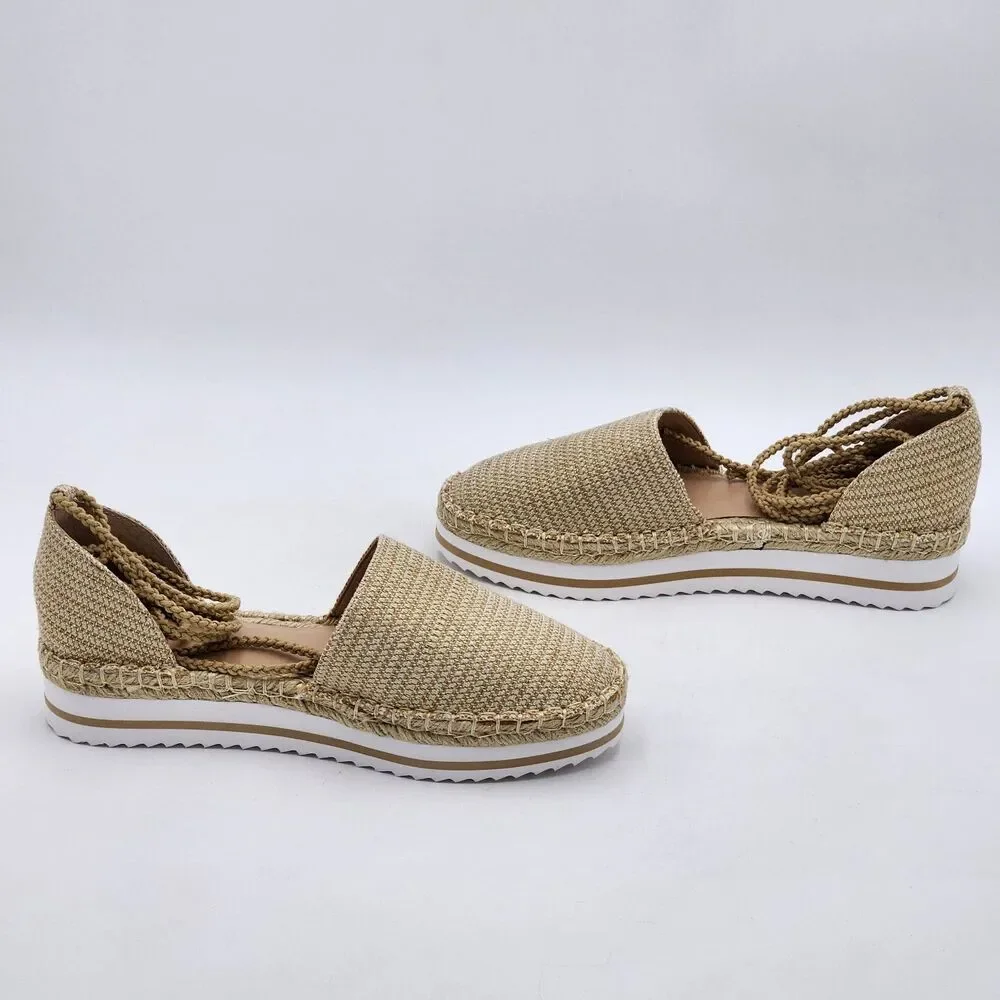 JLO Jennifer Lopez Larenn Espadrille Platform Flatform Tie Up Sandal Size 9 BNIB